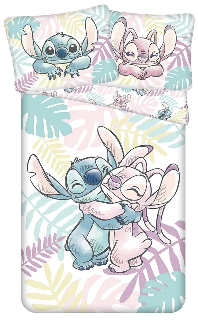 Lenjerie de pat din bumbac Jerry Fabrics Lilo andStitch "Leaves", 140 x 200 cm, 60 x 80 cm