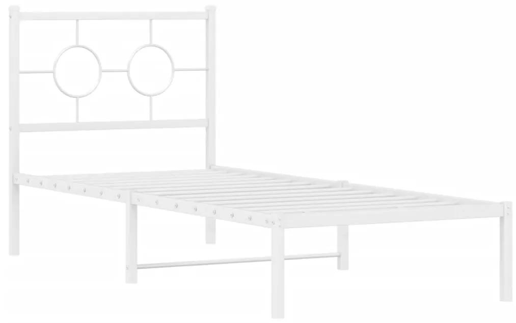 376266 vidaXL Cadru de pat metalic cu tăblie, alb, 80x200 cm