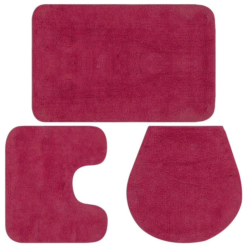 Set covorase baie, 3 piese, fucsia, textil 1, Fucsia