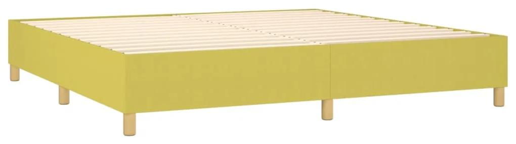 Pat box spring cu saltea, verde, 200x200 cm, textil Verde, 200 x 200 cm, Cu blocuri patrate