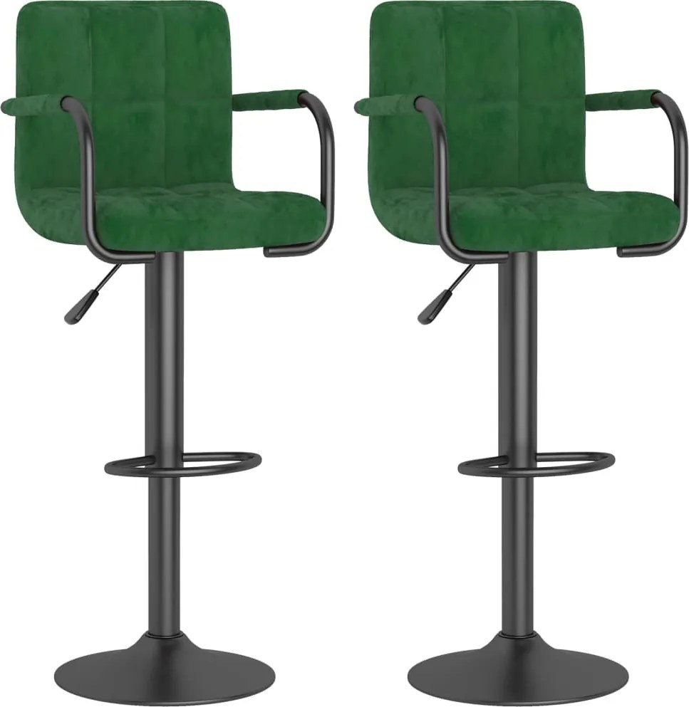vidaXL Scaune de bar, 2 buc., verde închis, catifea