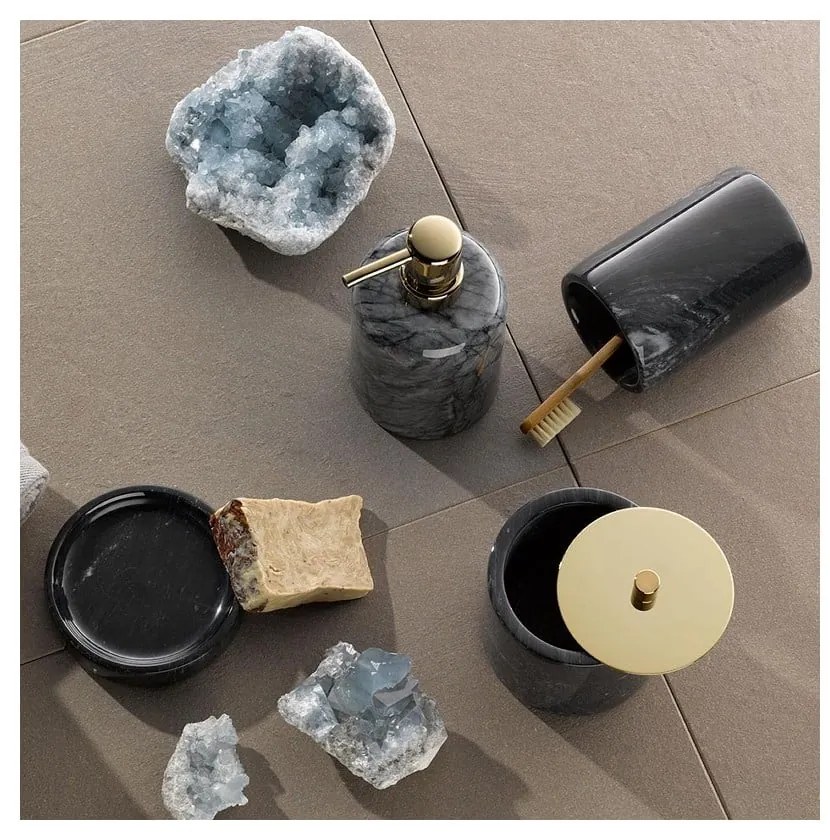 Suport din marmură pentru periuțe de dinți Kela Liron, negru