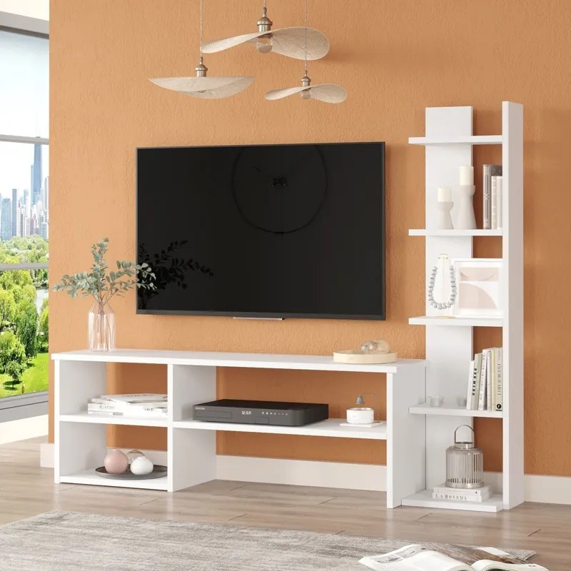 Set mobilier living Perla, Pako World, Alb, 120x29x41 cm