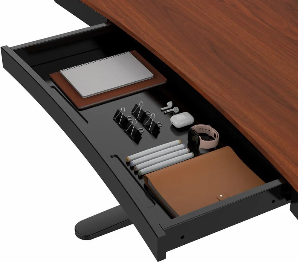 Birou HOORN cu reglare electrică a înălțimii, panou de control 120x60 cm negru nuc