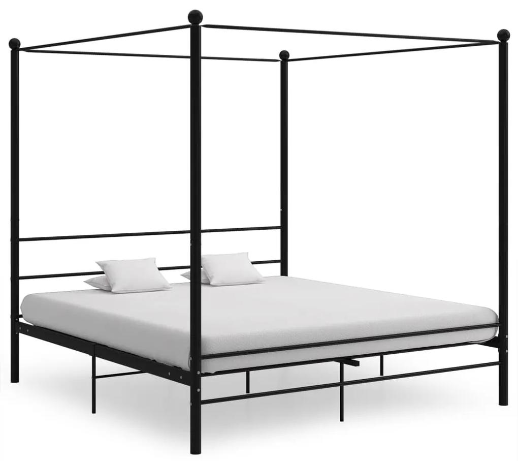 325066 vidaXL Cadru de pat cu baldachin, negru, 180x200 cm, metal