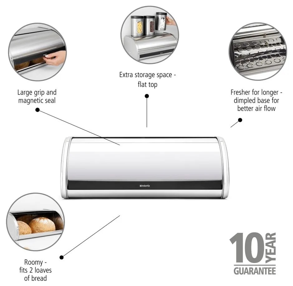 Cutie de pâine din oțel Roll Top – Brabantia