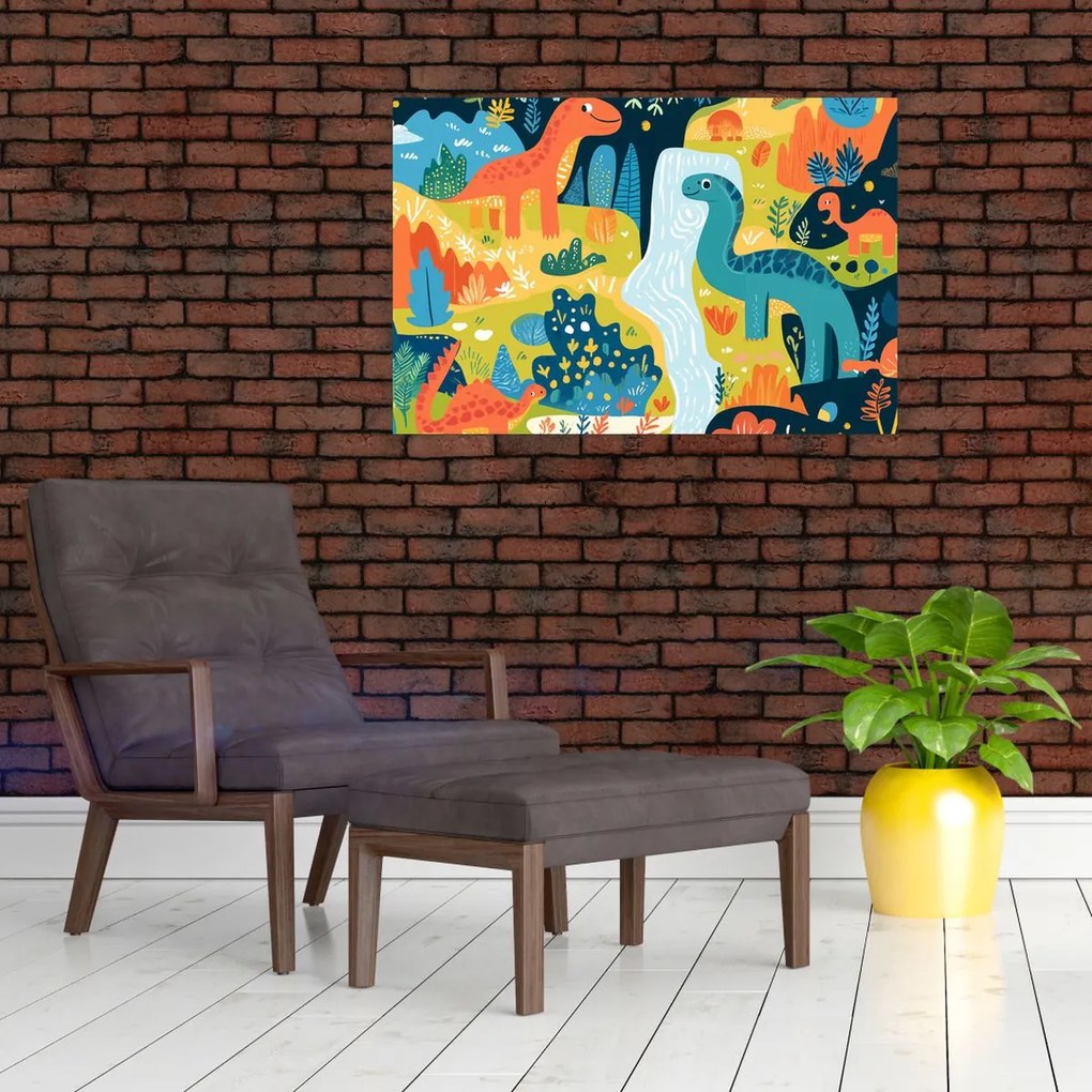 Tablou - Dinozauri veseli (90x60 cm)