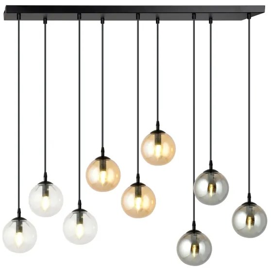 Lustră pe cablu COSMO 9xE14/10W/230V negru/gri/bej/transparent