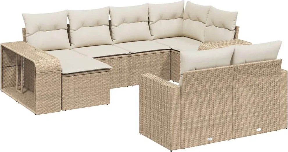 vidaXL Set canapele de grădină cu perne, 10 piese, bej, poliratan