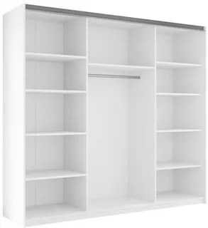 Dulap de haine cu uși culisante Artaman 250 (Alb) (cu oglindă). 1105686