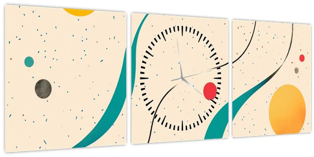 Tablou - Ilustrație colorată minimalistă (cu ceas) (90x30 cm)