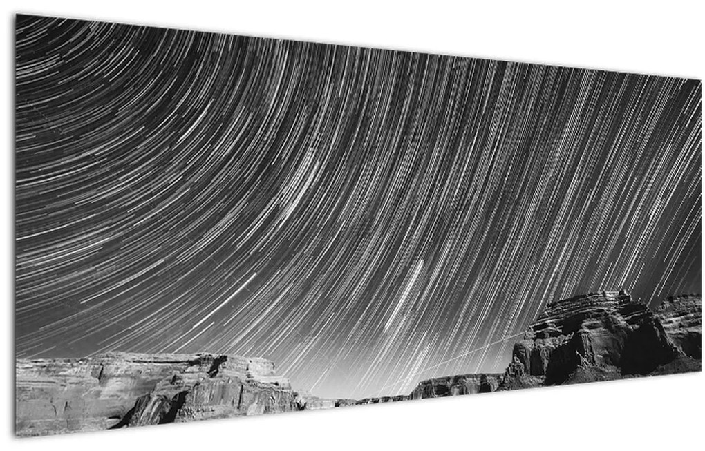 Tablou albnegru cu cerul și stele (120x50 cm)