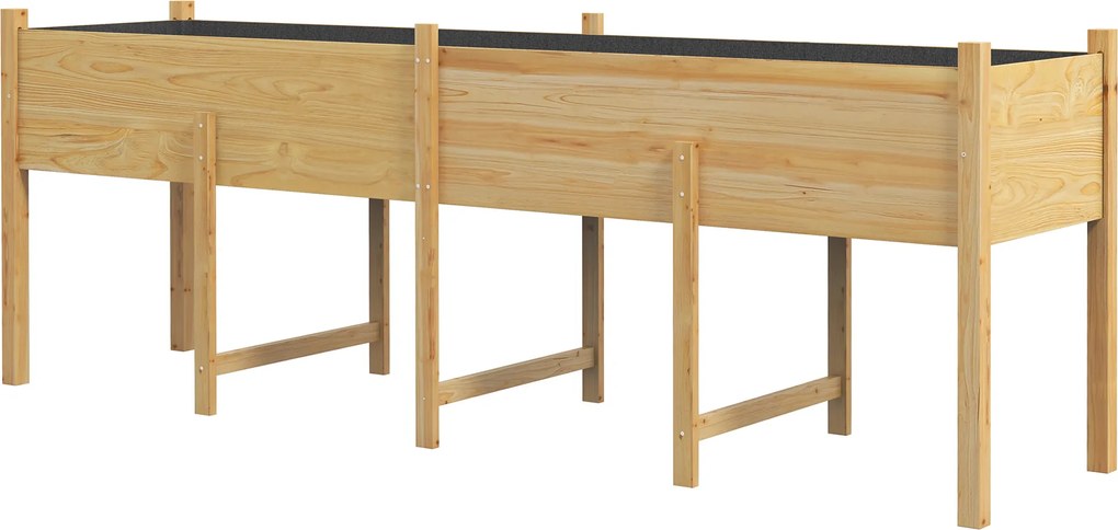 Outsunny Jardinieră pe picioare Pat de grădină ridicat, inserții de irigare + fetru de drenaj incluse Lemn de brad pre-uleiat | Aosom Romania