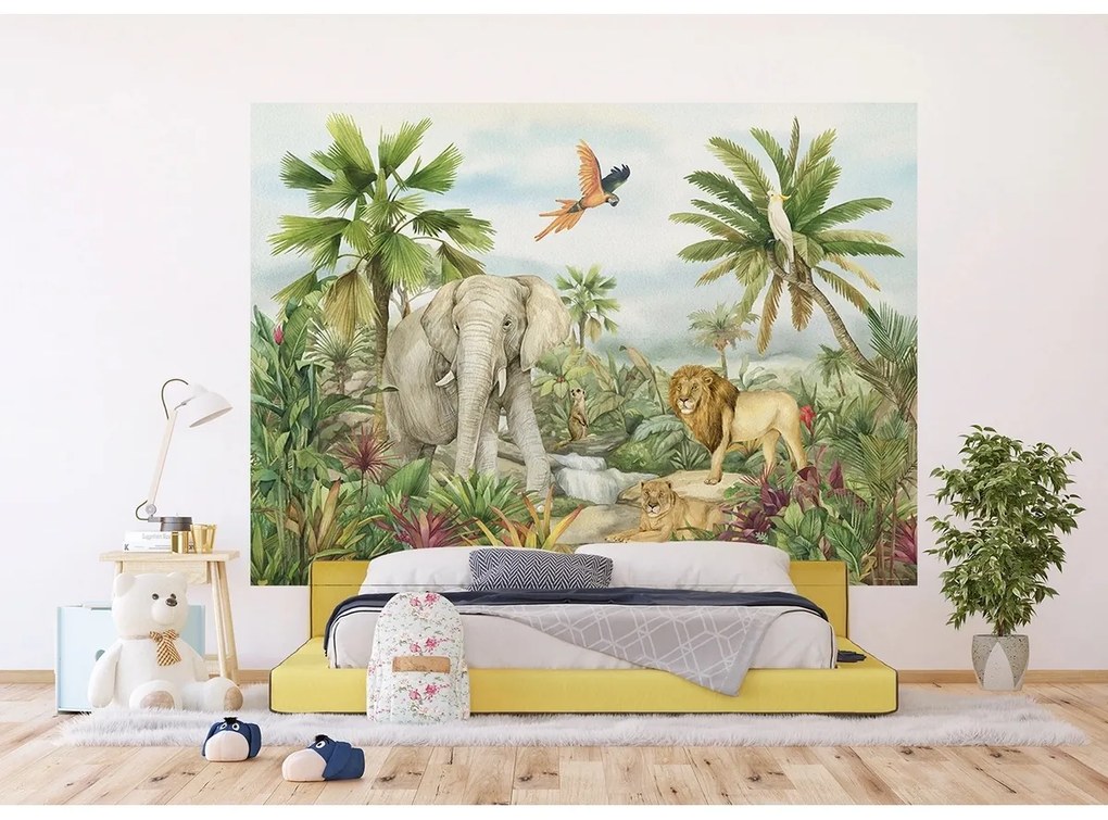 Fototapetă pentru copii Colourful Jungle 252 x 182cm, 4 părți