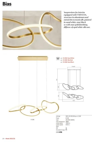 Redo 01-2594 - Lustră LED dimmabilă pe cablu BIAS LED/87,4W/230V 3000K albă