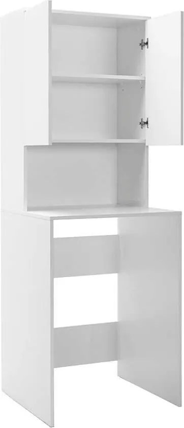 Dulap Baie Adore cu Loc Pentru Masina de Spalat, 3 Rafturi, 2 Usi, Alb, 65x182x60 cm