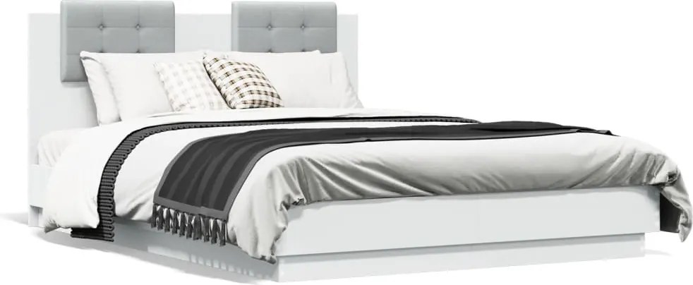 vidaXL Cadru de pat cu tăblie, alb, 120x190 cm, lemn prelucrat