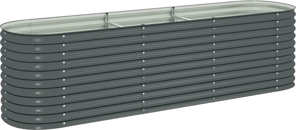 vidaXL Strat înălțat de grădină, gri, 320 x 80 x 81 cm oțel galvanizat