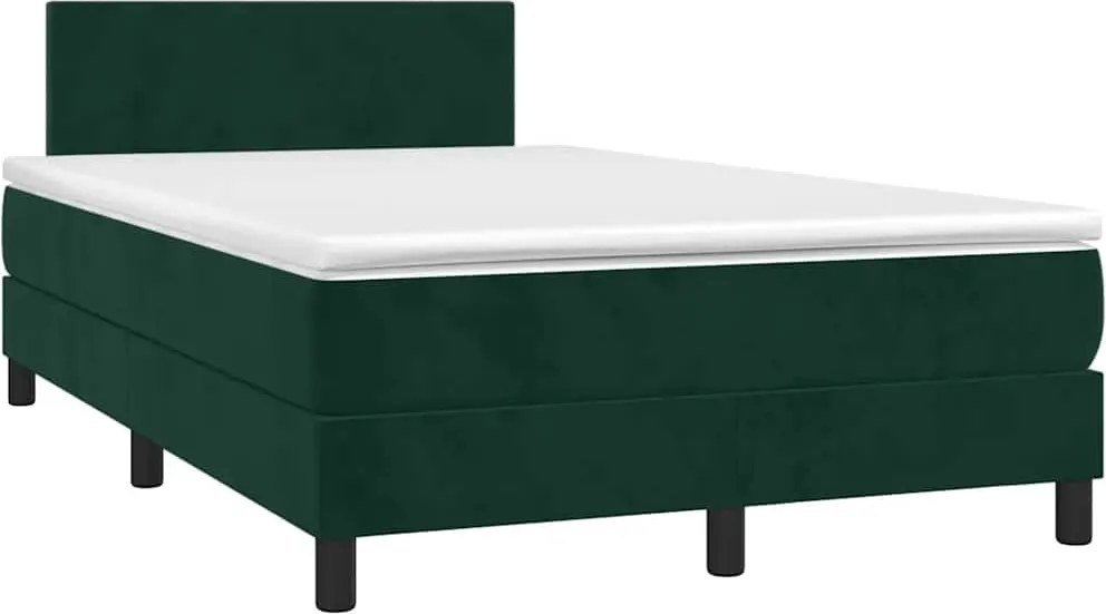 vidaXL Pat box spring cu saltea, verde închis, 120x190 cm, catifea