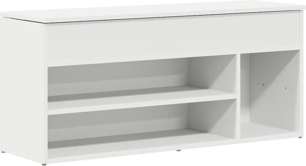 vidaXL Bancă de pantofi, alb, 102x30,5x45 cm, lemn prelucrat