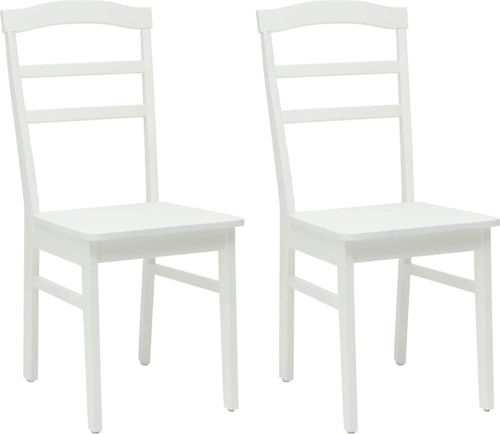 vidaXL Scaun de sufragerie 2 pcs Alb Lemn Solid de Cauciuc