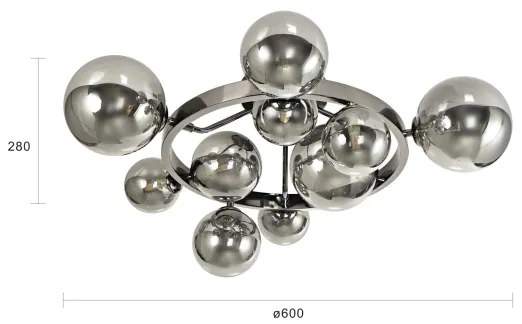 Lustră LED aplicată Brilagi MILLA 10xG9/3W/230V crom lucios/fumuriu