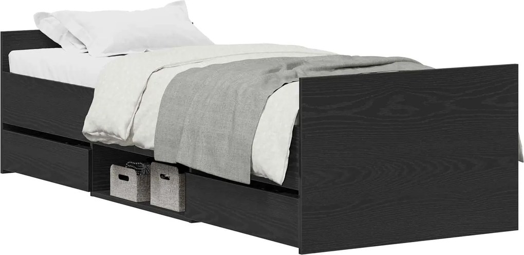 vidaXL Cadru de pat Stejar Negru 193 x 78 x 50 cm Lemn compozit