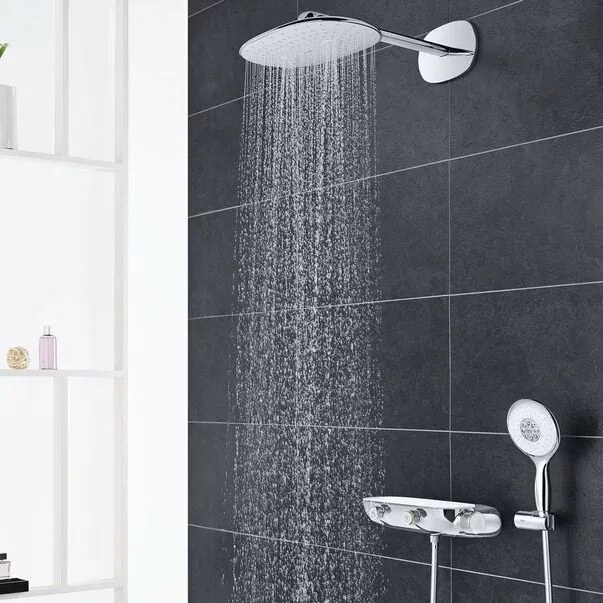 Sistem de dus cu termostat Grohe Rainshower Smartcontrol 360 Mono suprafata de pulverizare alba
