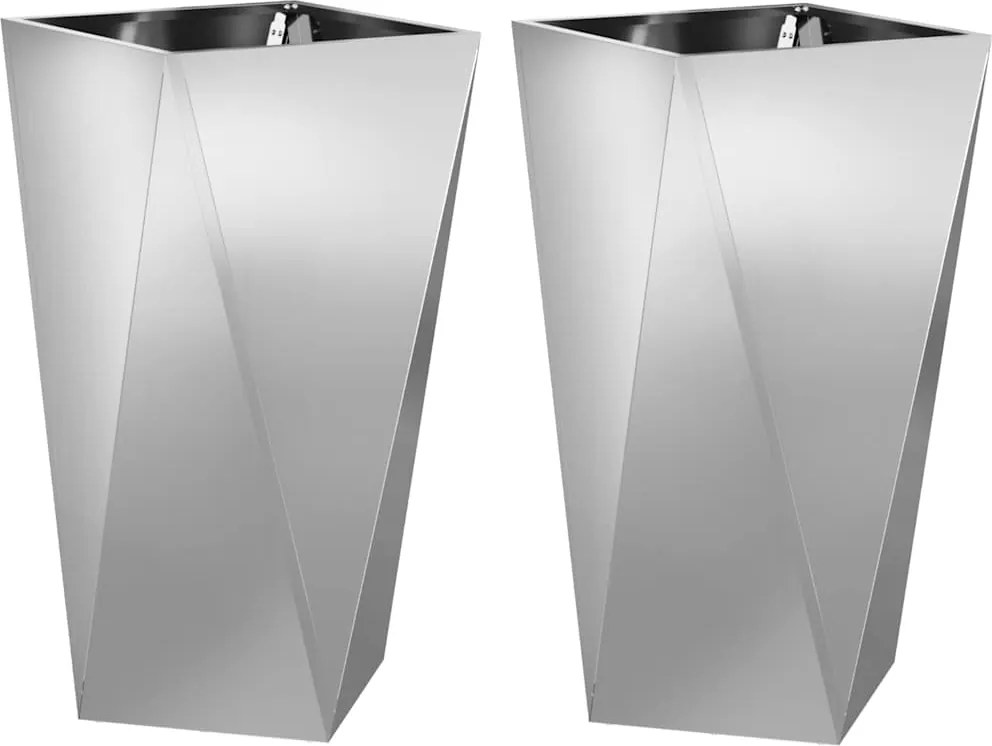 vidaXL Jardinieră 2 pcs Argintiu 40 x 40 x 75 cm Oțel Galvanizat