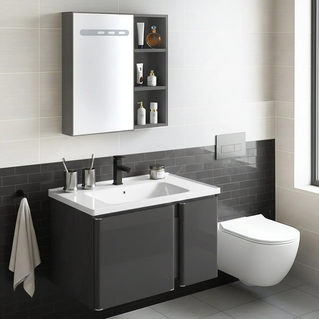 Set mobilier de baie cu lavoar Tula 60cm Grey