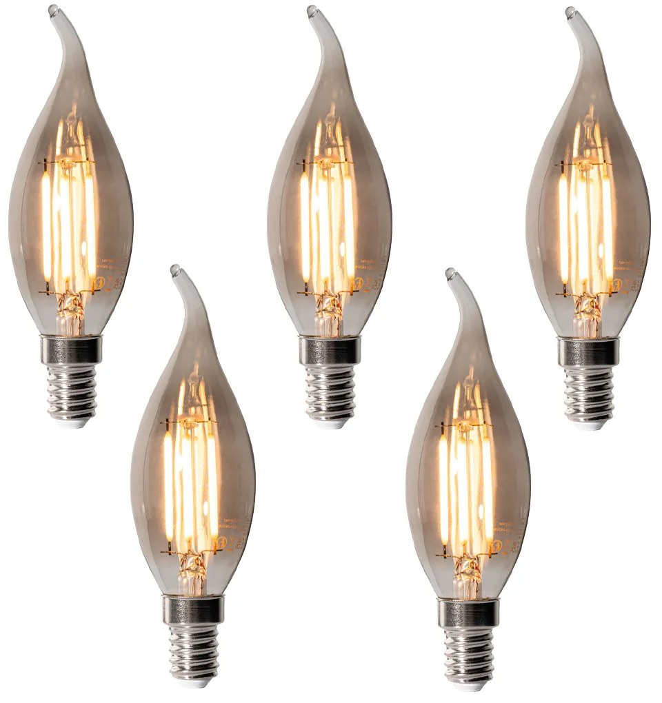 Set de 5 becuri LED E14 dimabile BXS35 fumurii 4W 300 lm 2200K