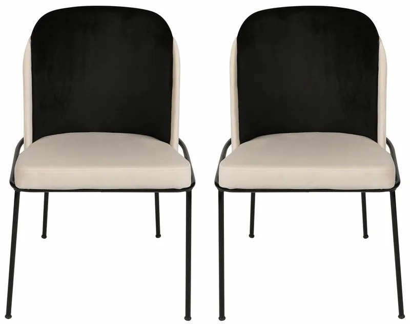 Set de scaune de sufragerie Dore Black and Cream,2 buc.