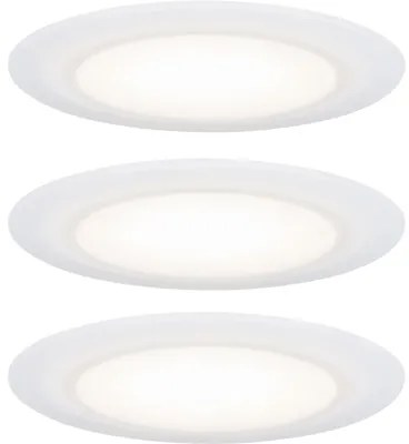 Spoturi încastrabile fixe cu LED integrat Suon 6,5W 480 lumeni IP44, 2700K variabile, Ø90 mm, alb satinat, pachet 3 bucăți