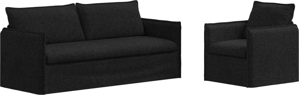 vidaXL Set de canapea 2 pcs Negru 196 x 82 x 85 cm țesătură