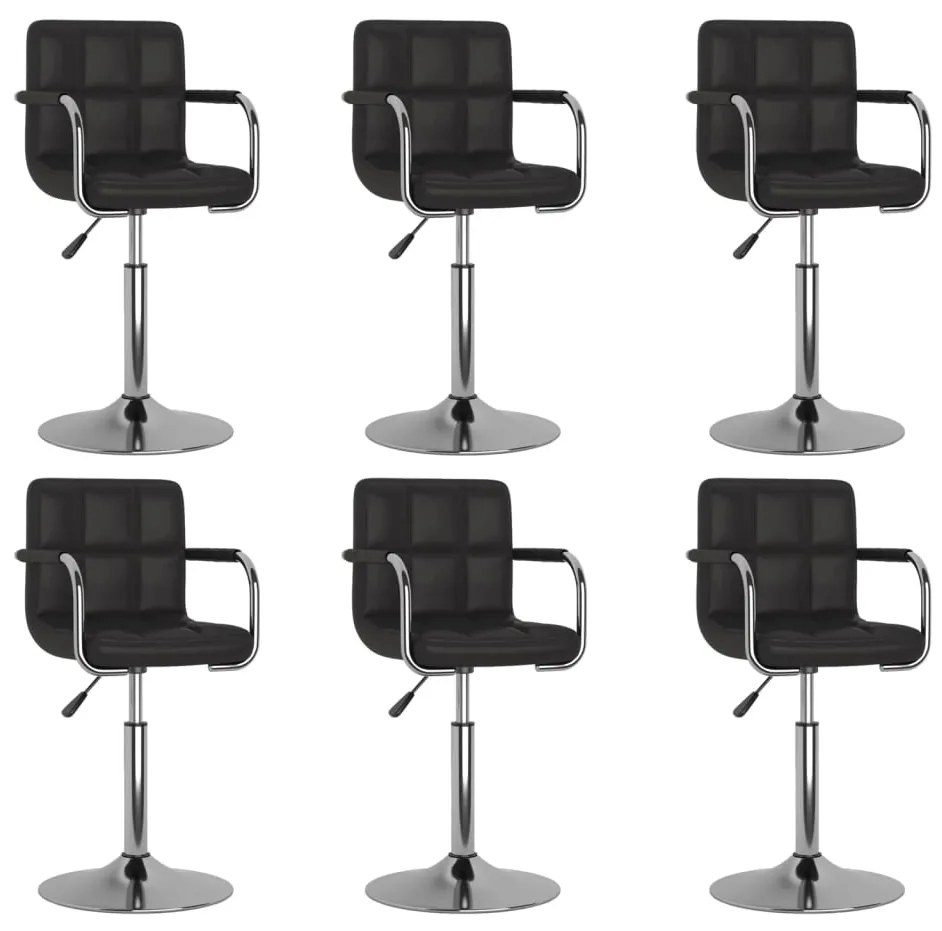 vidaXL Scaune de bucătărie pivotante, 6 buc., negru, piele ecologică