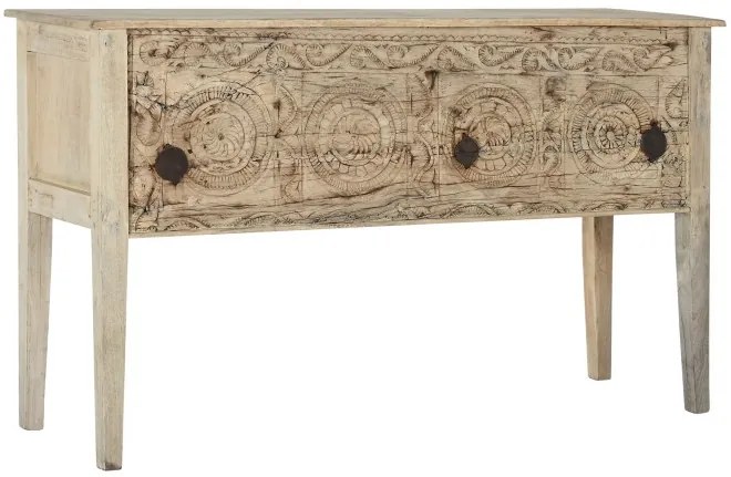 Consola sculptata, natur, din lemn de tec si mango, Legacy