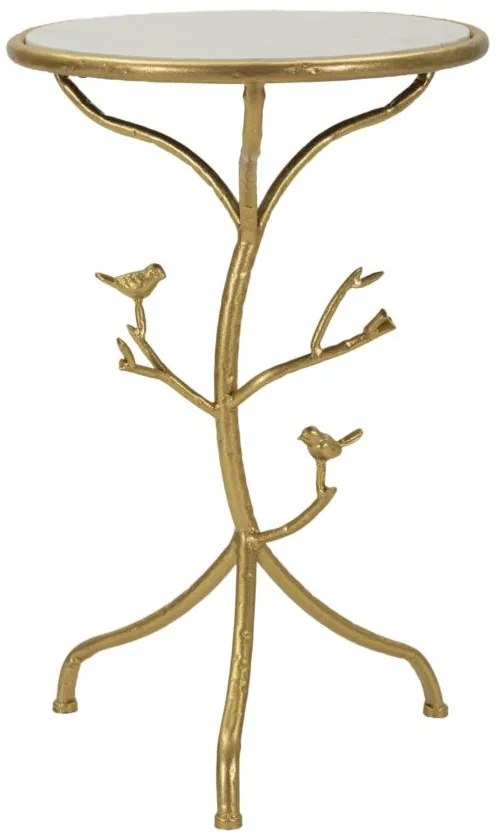Mauro Ferretti Măsuță Mică Birds Marble, Diametru 38 Cm, Înălțime 60 Cm | Aosom Romania