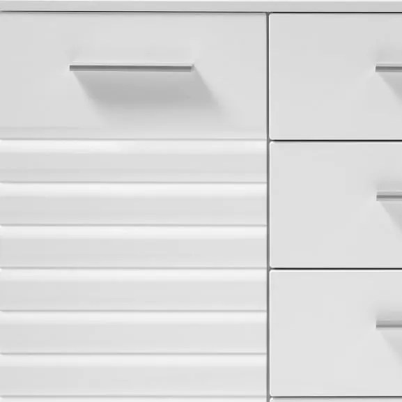 Comoda 2 Usi Si 5 Sertare New York, Alb High Gloss, 130 Cm