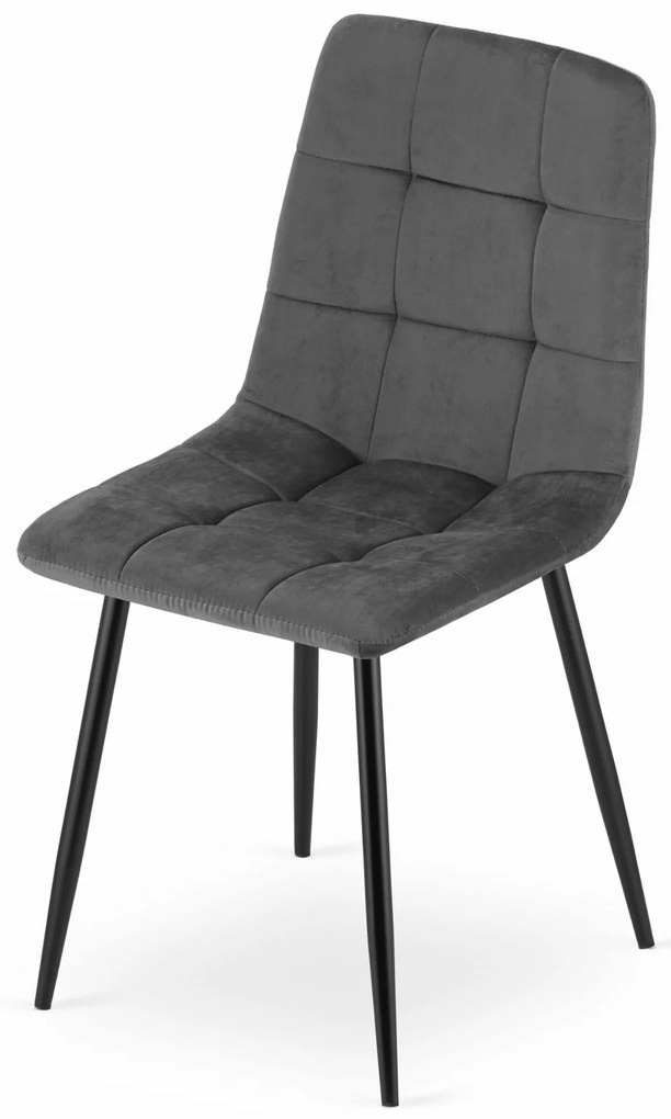Scaun catifea gri inchis KARA cu picioare negre