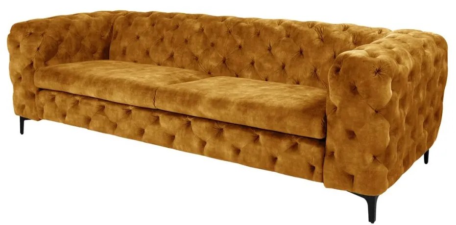 Canapea design Chesterfield, Catifea, Galben Mustar, MODERN BAROCK