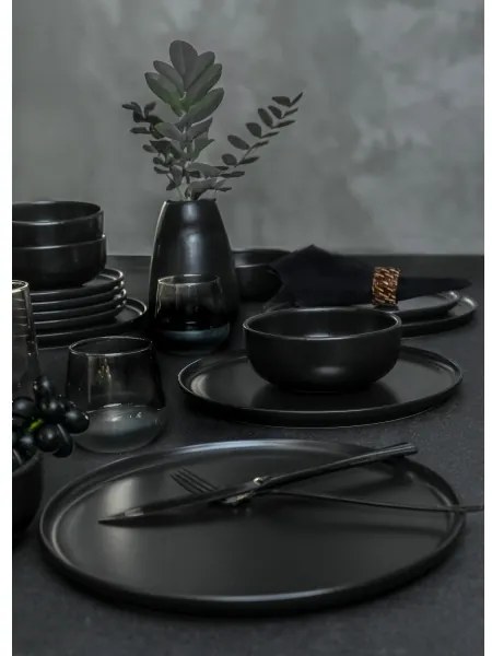 Set de veselă din ceramică, 18 piese, negru