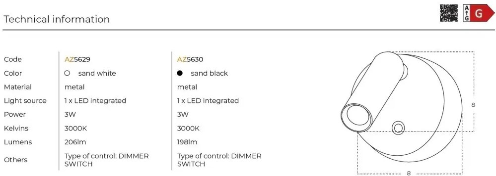 Aplica reglabila cu Spot LED dimabil COMO round negru
