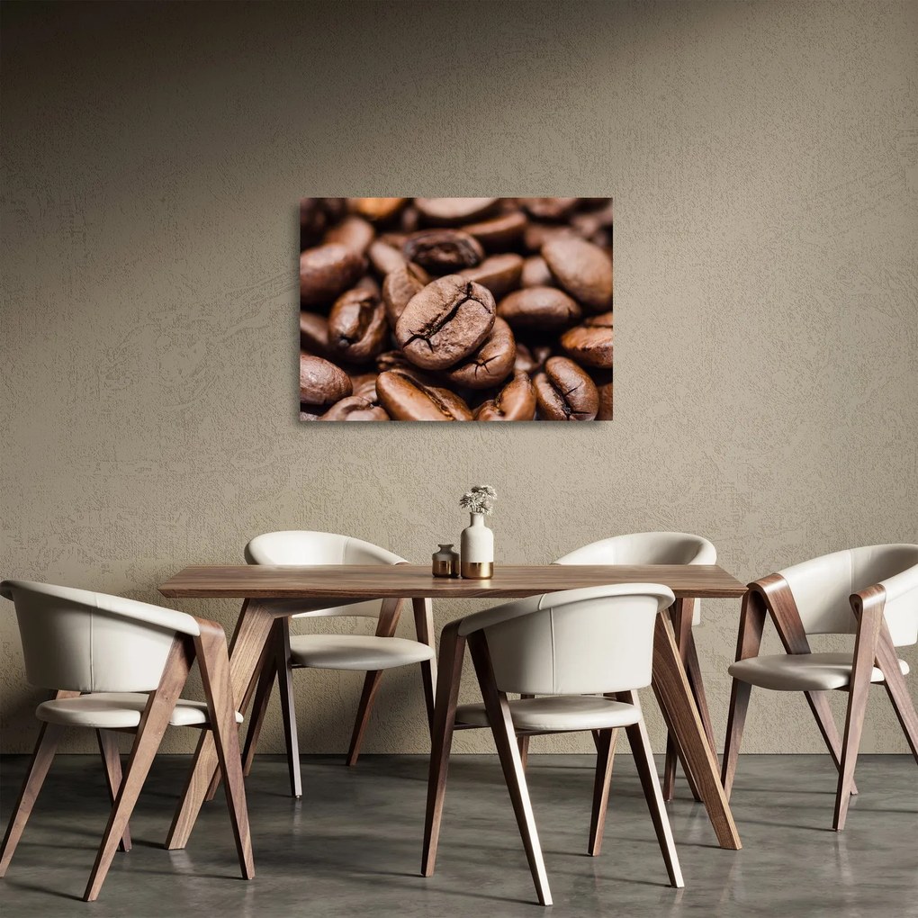 Tablou pe sticlă - Boabe de cafea (70x50 cm)