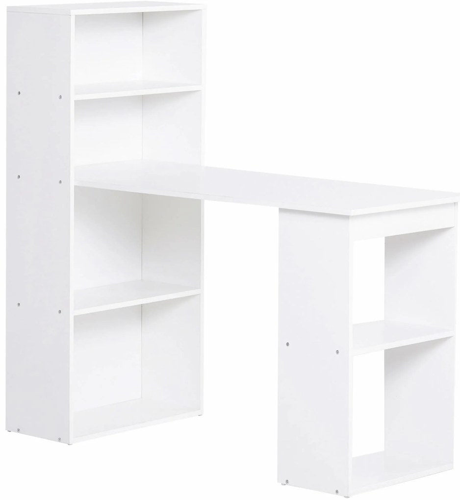 HOMCOM Masa Birou Birou Calculator, 2 Rafturi, 5 Rafturi, 120 cm x 55 cm x 120 cm, Alb | Aosom Romania
