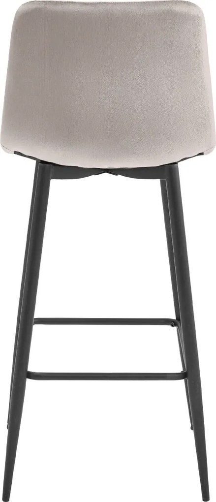 Scaun de bar POZZA VELVET cu picioare negre, bej