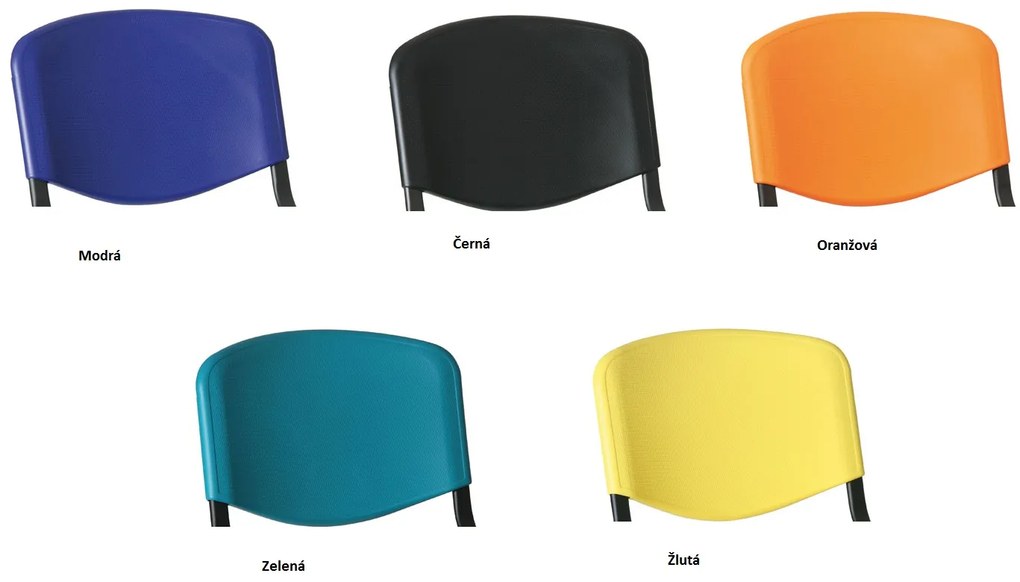 Bancă din plastic ISO II, 3 locuri - picioare negre, verde