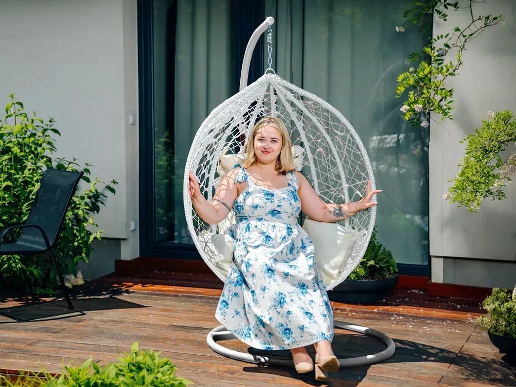 Scaun suspendat alb KOKON fara suport