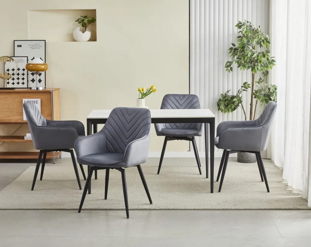 Scaun de masa rotativ NANA360 VELVET, gri inchis
