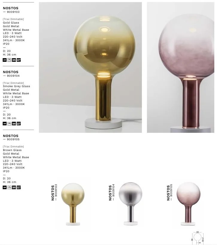 Veioza, Lampa de masa LED stil modern NOSTOS auriu