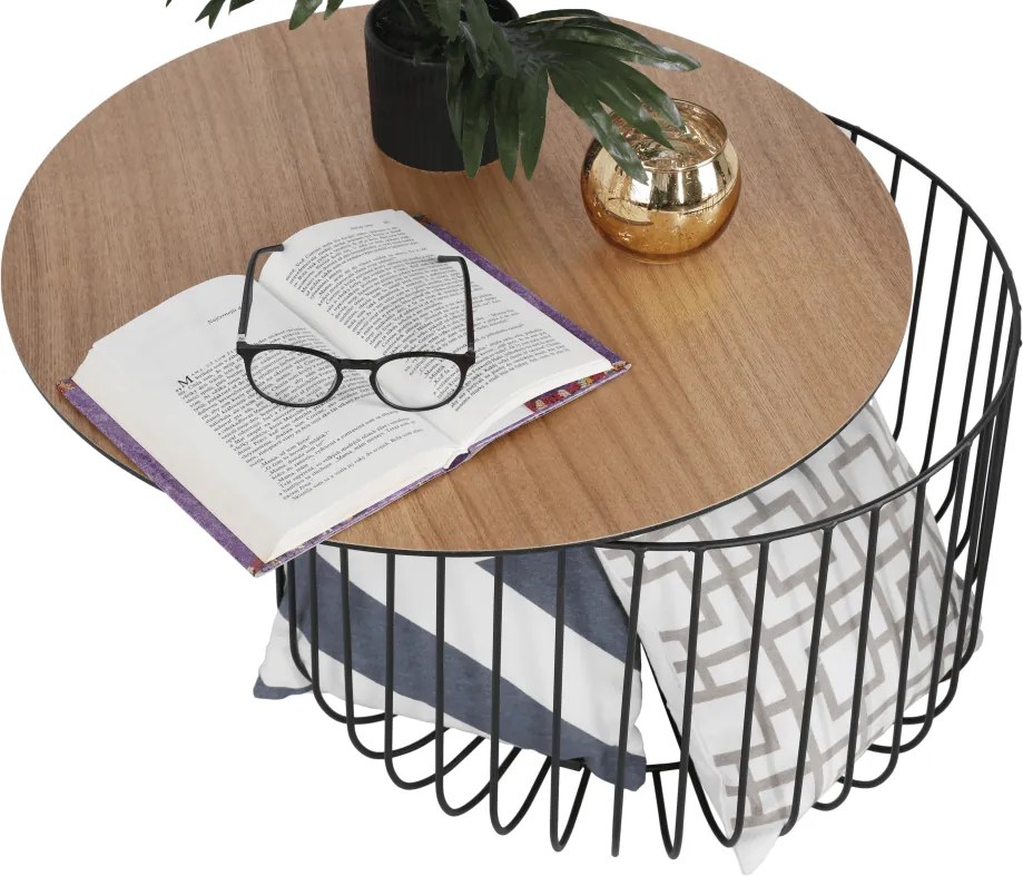 Set de două mese de cafea, stejar / negru, GROTO